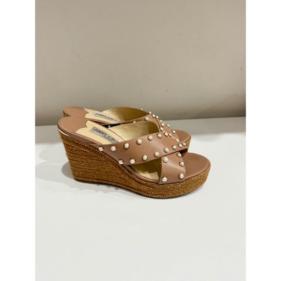 Jimmy Choo Dovina 100 Espadrille Wedge Platform Slide Sandals Beige Womens EU 39 - Picture 4 of 8